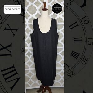 Harve' Benard Vintage Charcoal 100% Wool Side Button Detail Sheath Dress Size 10